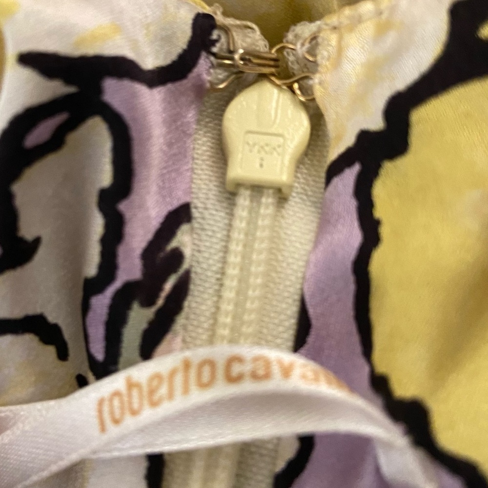 Roberto Cavalli Yellow Floral Skirt with Black & White Zebra Waistband - Picture 13 of 16